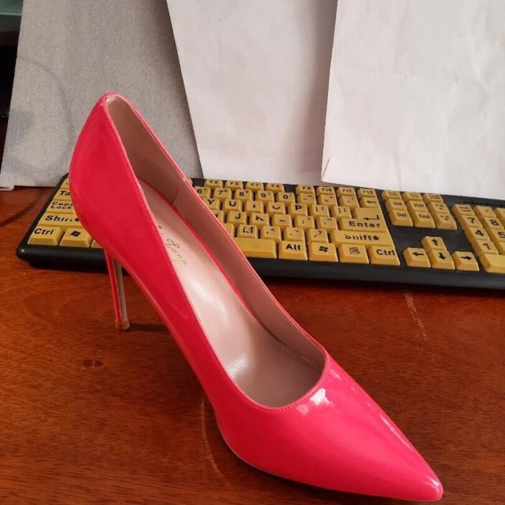 Elisabet Lang Patent Stilettos 4Inch Heel Pink Wedding Size7 New
